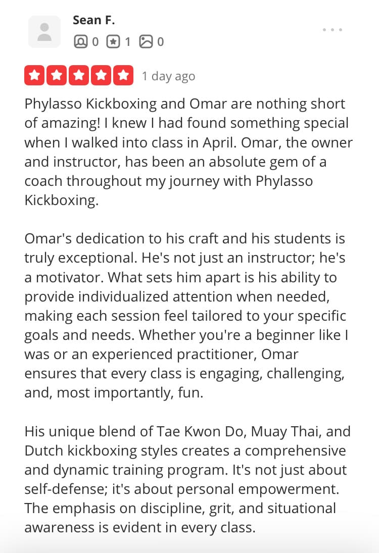 Exterior or interior of Phylasso Kickboxing
